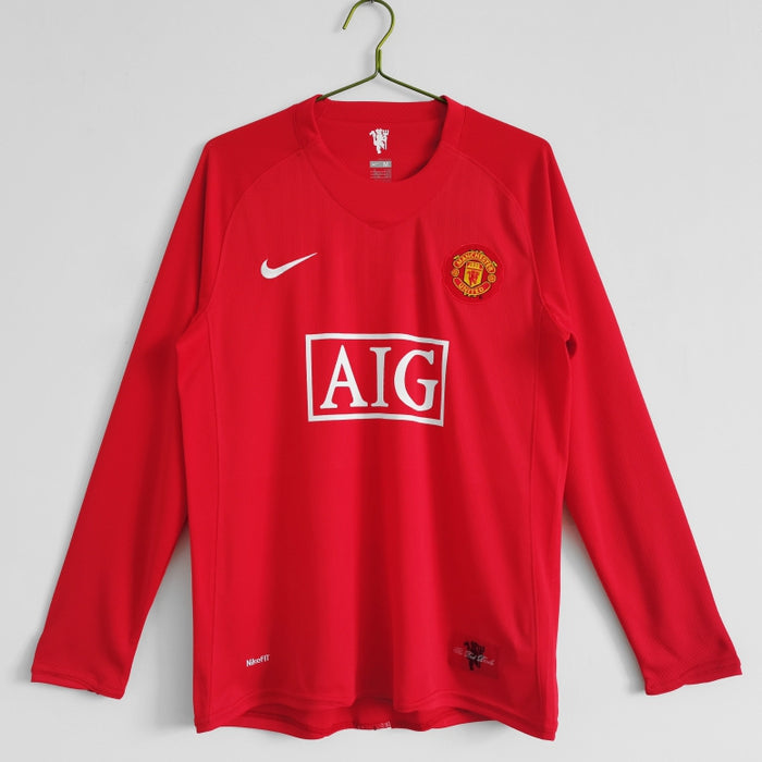 MANCHESTER UNITED 2007-2008 HOME LONG-SLEEVE RETRO FOOTBALL JERSEY- MASTER VERSION